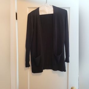 Black women's open front sweater with pockets